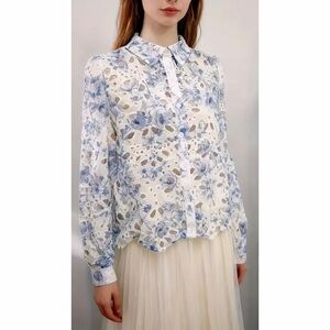 Caroline Constas Floral Lace Eyelet Blouse